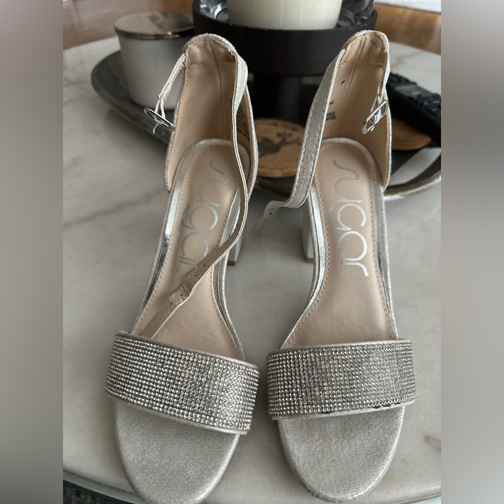 Sugar Silver Strappy Sandals - Picture 3 of 5